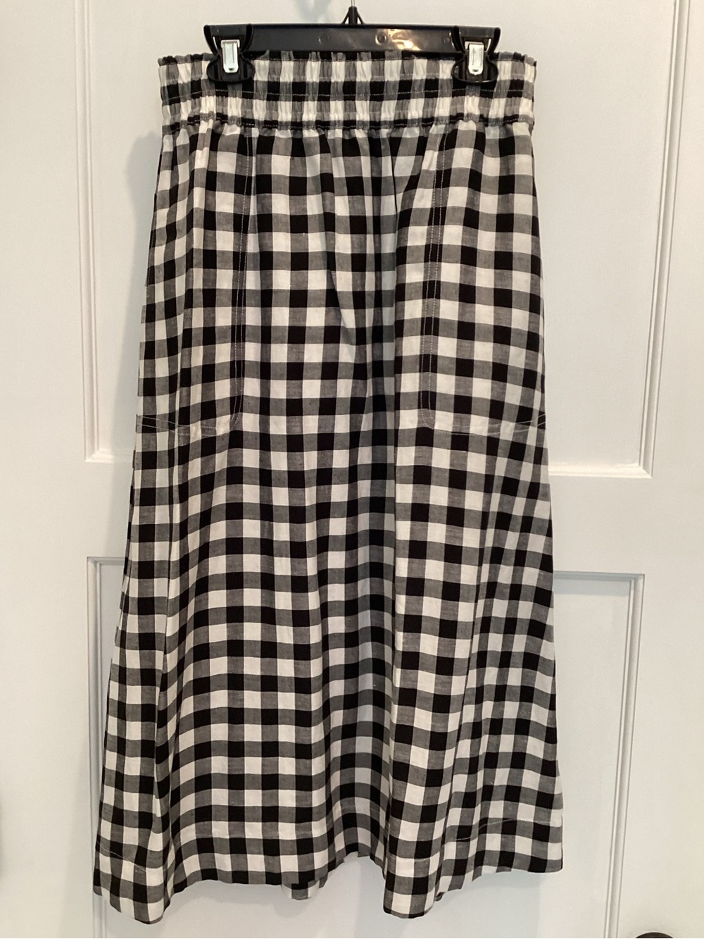 Madewell Gingham Dual Pocket Gathered Midi Skirt. Sz XS